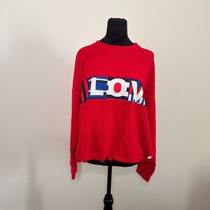 Desigual Womens Sweater Medium Red Love Rib Olympia Sweatshirt‎ Pullover NWT